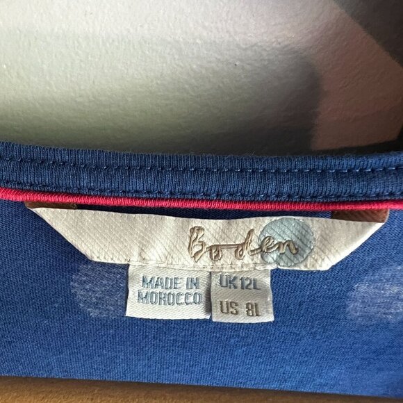 Bardot Margot Polka Dot Scoop Neck Dress 8L Blue White Ruched Waist - Picture 7 of 11